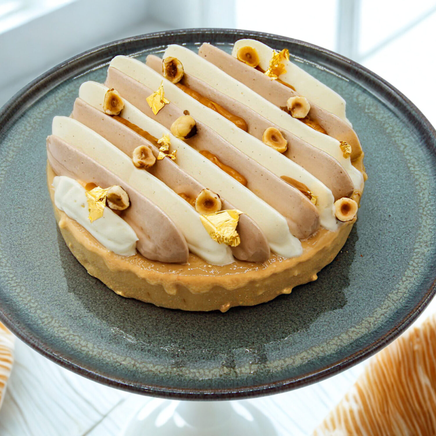 Gâteau New York façon brownie au chocolat, vanille et caramel, création d’Artisan Passionné