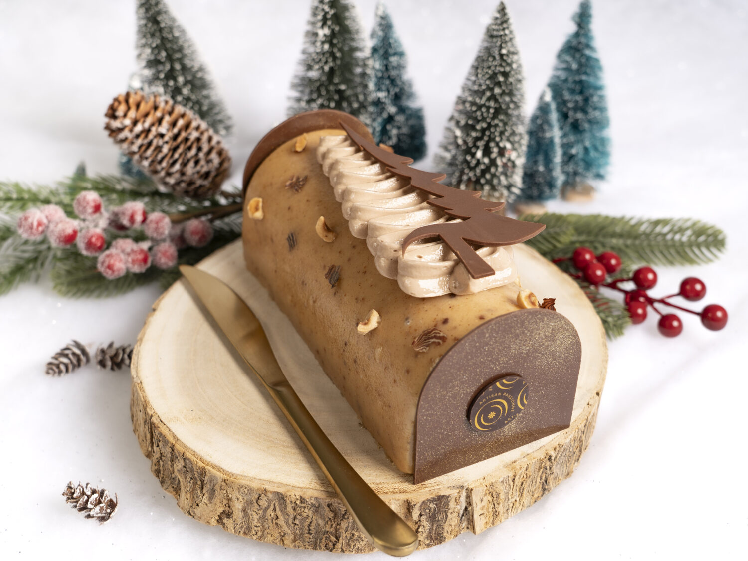 Bûche noisette et clémentine