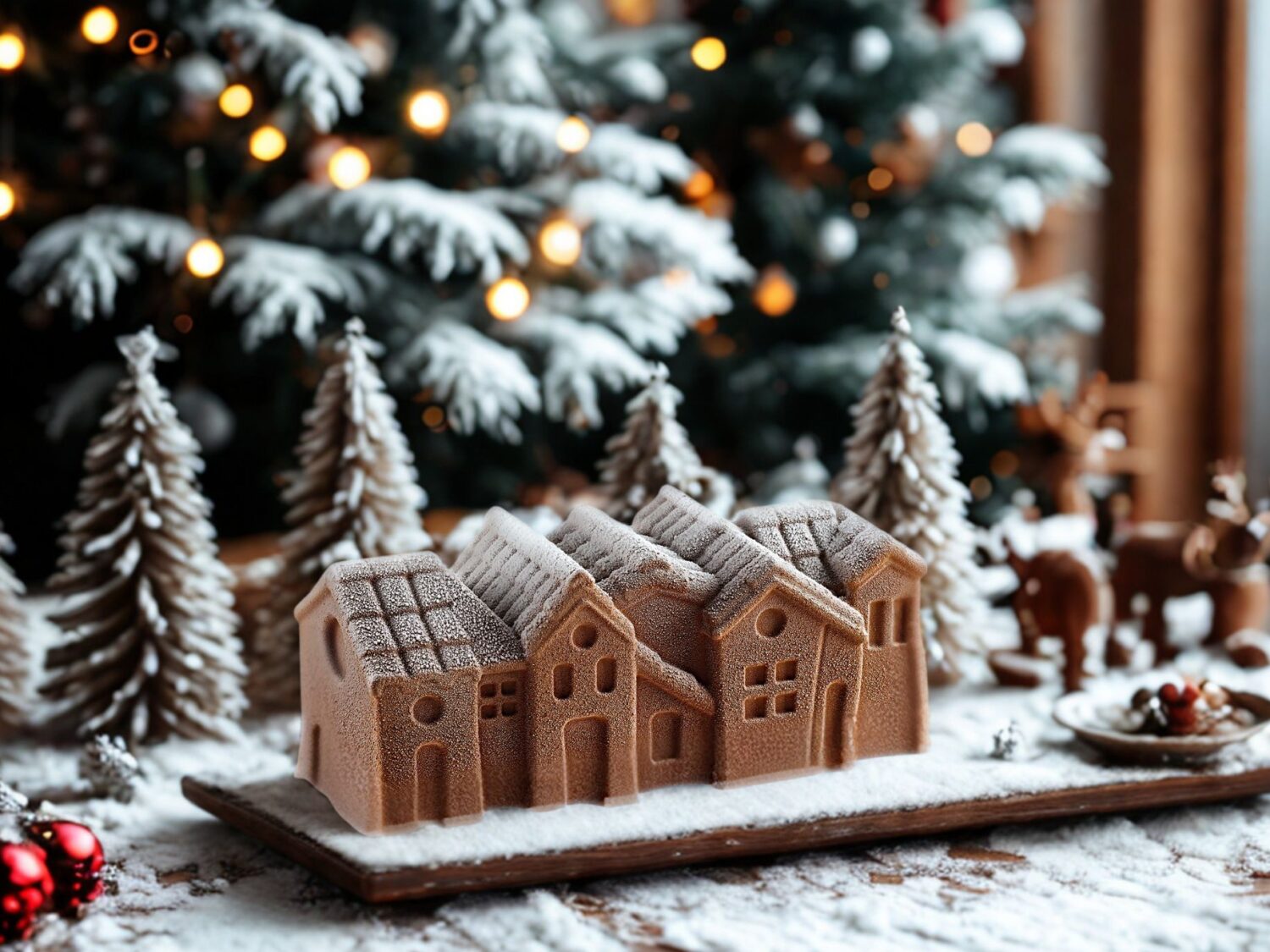 Bûche village enneigé