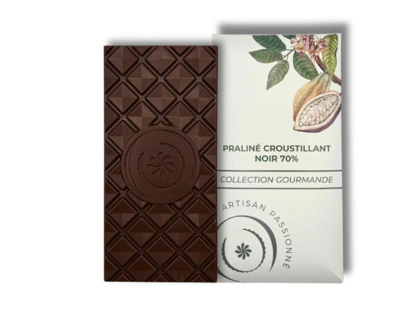 Tablette praliné croustillant noir 70% – Image 2