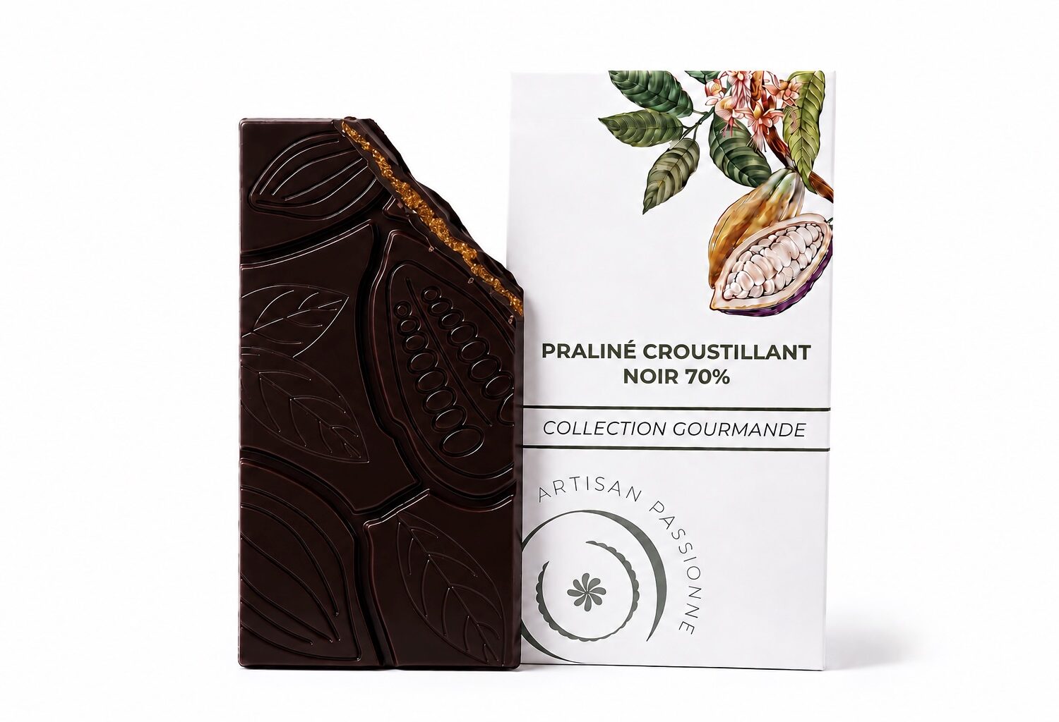 Tablette praliné croustillant noir 70%