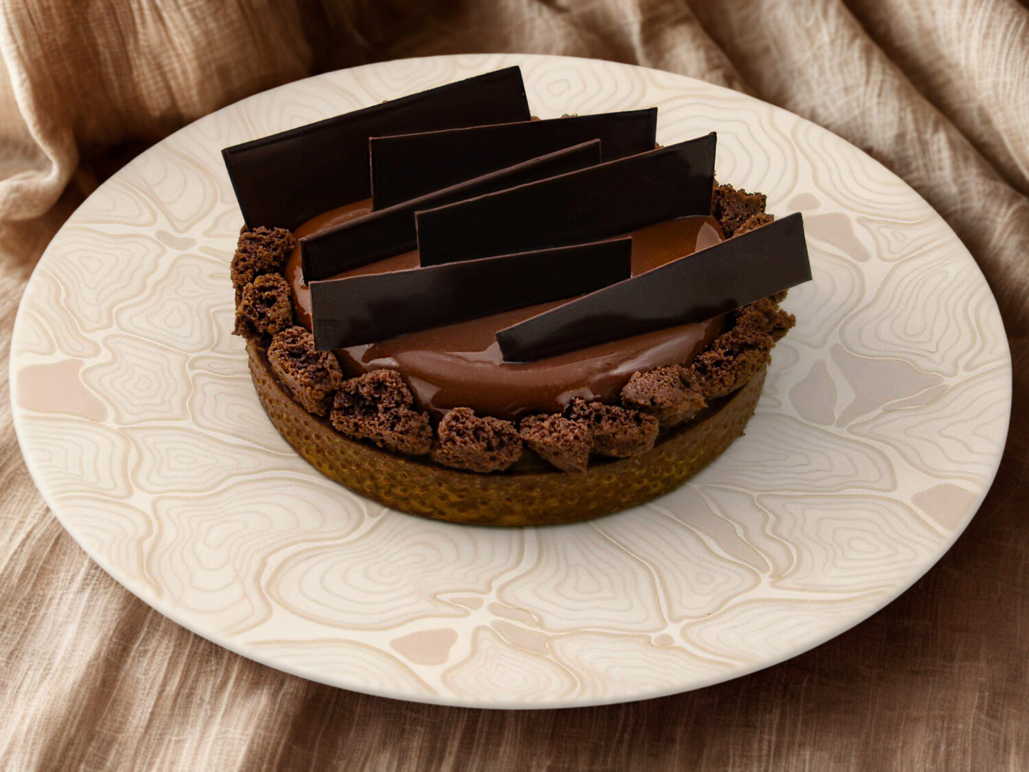 Tarte Tanzanie au chocolat noir, création artisanale d'Artisan Passionné à Angers et Cholet