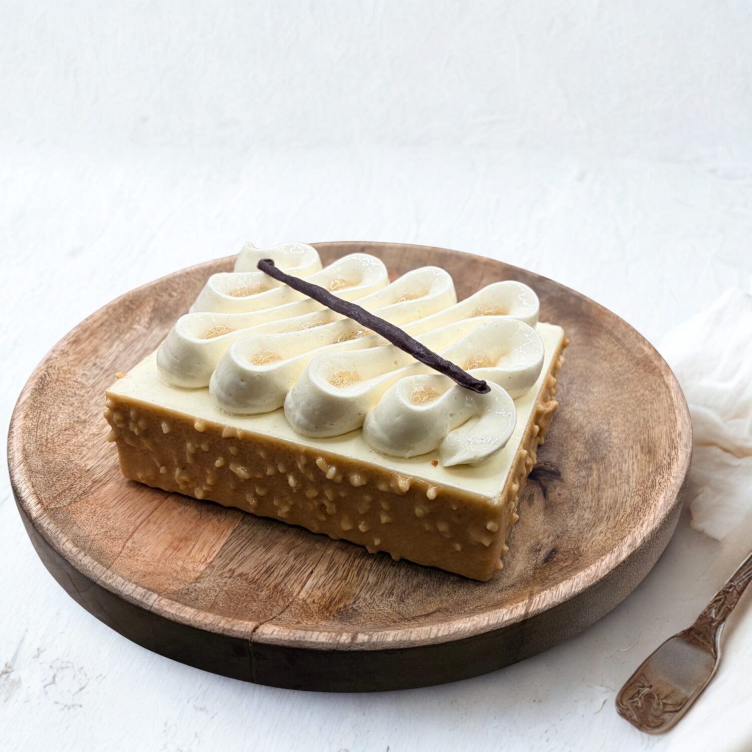 crème brulée vanille, croustillant au maïs